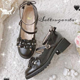 Advbridge vintage round head thick heel women shoes cute bowknot lace ruffle kawaii shoes loli cosplay Japanese sweet student lolita shoes