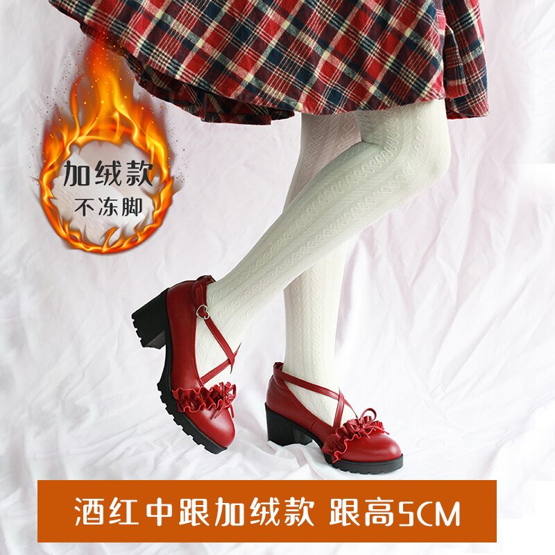 Advbridge Japanese College Mori Girl Jk Uniform Pu Leatehr Platform Lolita Gothic Round Head Mary Jane Lolita Shoes Plus Velvet Anime Girl