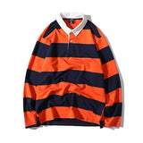 Advbridge Green Striped Patchwork Sweatshirts Men Women Casual Turn-Down Collar Pullovers Loose Retro Harajuku Hip Hop Streetwear Unisex