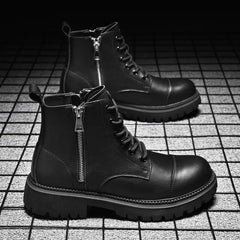 Advbridge Male Winter Boots Ankle Boots Leather Fashion Shoes Men Safety Shoes Non-slip Military Boots Casual Luxury Genuine Leather Shoes