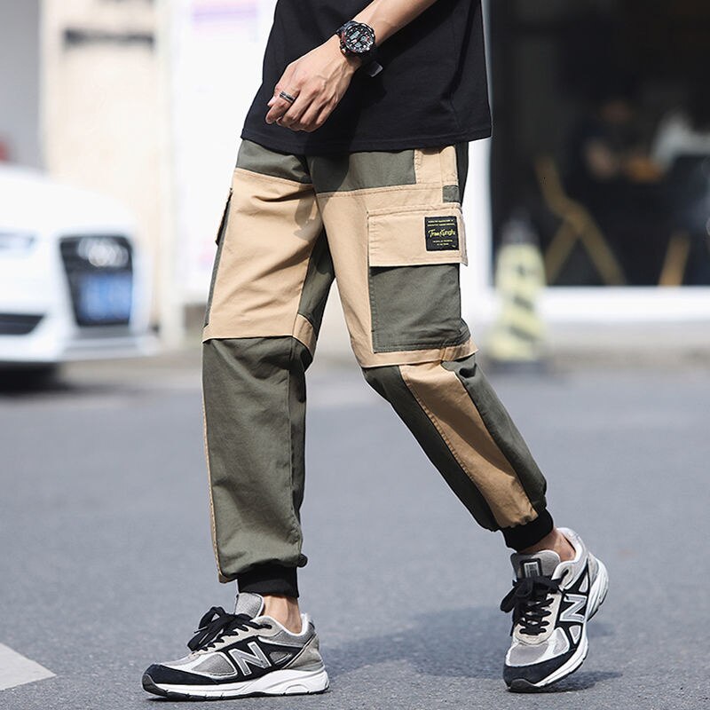 Advbridge Men's Loose Hip Hop Style Casual Pants Korean Black/green Joggers Sweatpants Trendy Overalls Fashion Pocket Trousers M-5XL