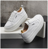 Advbridge New White Leather Men Casual Shoes fashion Platform Sneakers Trainers Height Increasing Shoes Chaussure Homme