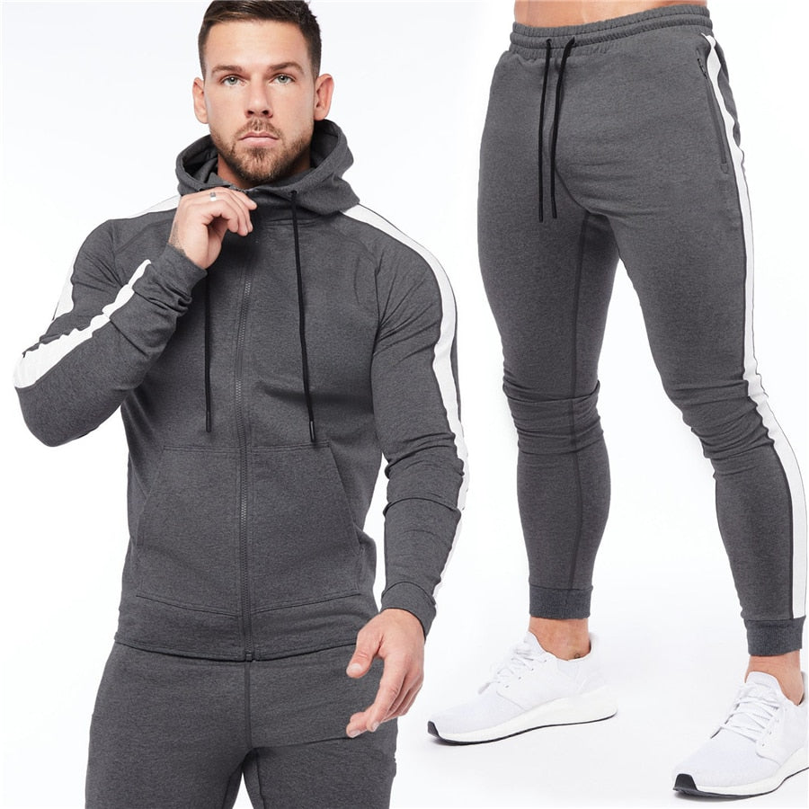 Advbridge Men's Jackets Hooded  suit Casual Zipper Sweatshirts Male Tracksuit +Pants Sets  Casual Jacket Sportswear Coats Male