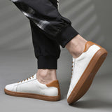 Advbridge Men shoes Men's Trend Genuine Leather  Fashion Casual Sneakers white Wild breathable Non-slip wear-resistant Board Shoes