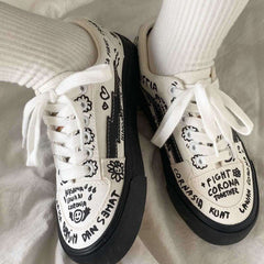 Advbridge Summer Hand-painted Women's Espadrilles Streetwear Zapatillas Mujer Girls' Canvas Sneakers Casual Letter Print Footwear