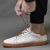 Advbridge Men shoes Men's Trend Genuine Leather  Fashion Casual Sneakers white Wild breathable Non-slip wear-resistant Board Shoes