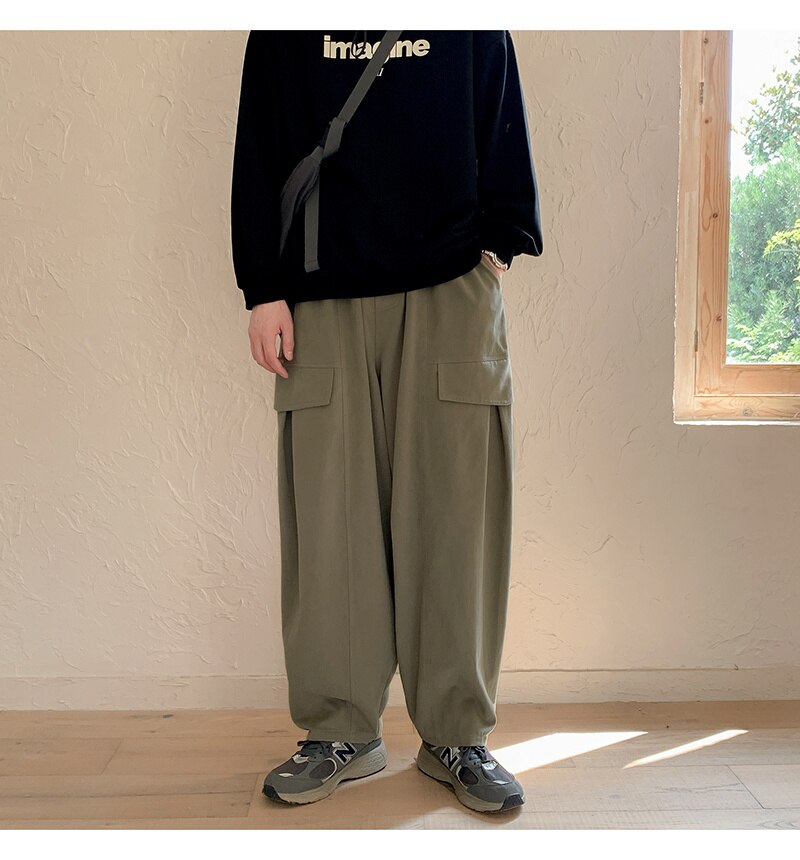 Advbridge Men's Thick Overalls Loose Elastic Waist Casual Pants High-quality Vintage Style Trousers Oversized Sweatpants Size M-2XL