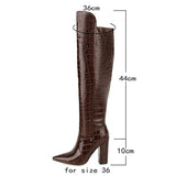 Advbridge Black Brown Wine Red White Women Over the Knee Boots Patent PU Leather Women Winter Shoes Fashion Pointed Toe Square Heel Shoes