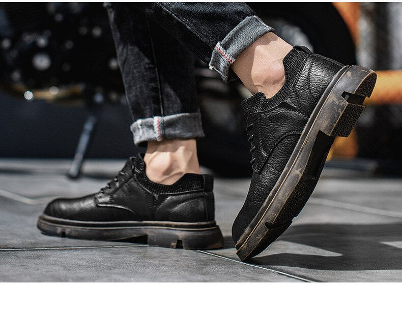 Advbridge Men's shoes autumn and winter new tooling shoes all-match casual boots Korean fashion shoes business shoes