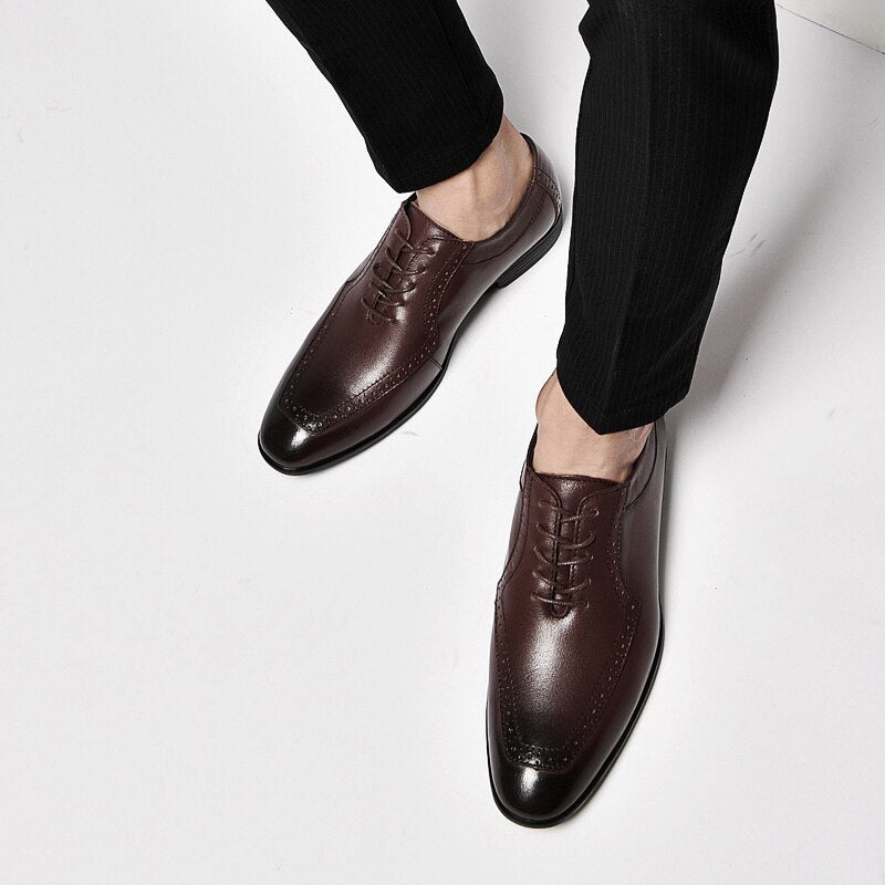 Advbridge Luxury Brand Genuine Leather Fashion Men Business Dress Loafers Oxford Breathable Formal Wedding Shoes Big Size British Style