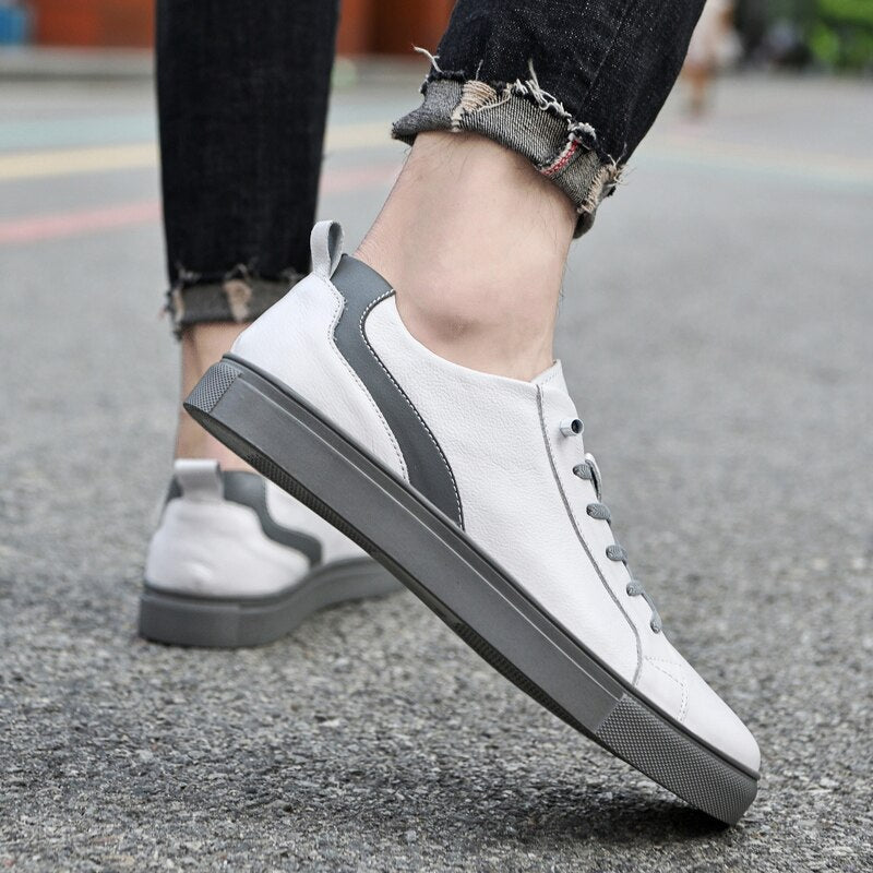 Advbridge Genuine Leather Shoes Casual Sneakers Men Shoes Comfortable Quality Leather Shoes Men Korean Version White Shoes