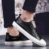 Advbridge Men Genuine Leather Casual White Shoes Mens Slip on Lazy White Shoe Fashion Breathable Comfortable Cowhide Flats Loafers