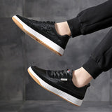 Advbridge Non-Slip Men Sneakers White Casual Male Leather School Shoes Fashion Flat High-Quality Shoe Comfortable Lace-up Solid Men Shoes