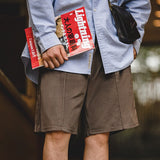 Advbridge Draped Velvet Shorts For Mens Cotton Sports Gray Loose Stitching Street Five-point Pants ManTrend Workwear
