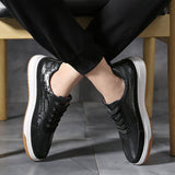 Advbridge Non-Slip Men Sneakers White Casual Male Leather School Shoes Fashion Flat High-Quality Shoe Comfortable Lace-up Solid Men Shoes