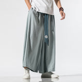 Advbridge Men Wide Leg Pants Mens Cotton Joggers Retro Loose Trousers Man Chinese Style Linen Pants Male Big Crotch Nepal Robe Pants