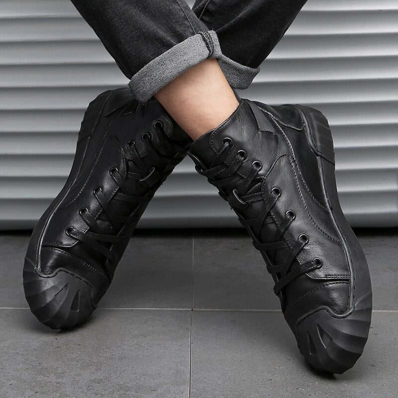 Advbridge Men casual shoes Hip-hop highloafers spring autumn men moccasins shoes genuine leather men's flats shoes Autumn And Winter