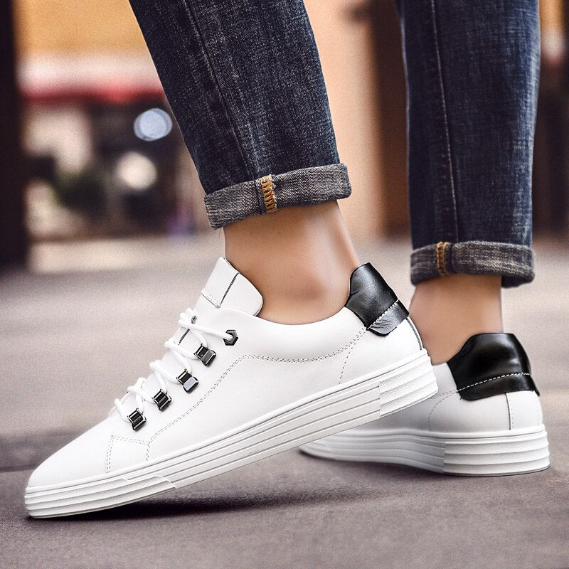 Advbridge Men Shoes Spring Casual Leather Flats Man Sneaker New Lace-up British Style Footwear Fashion Sneakers