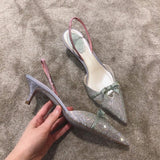 Advbridge Summer new style rhinestone pointed toe stiletto hollow bridal wedding shoes mid-heel banquet dress all-match female sandals