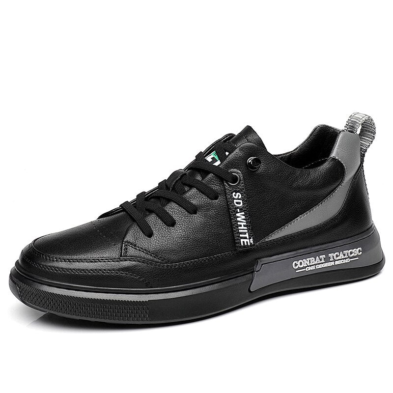 Advbridge Fashion Men British Style Leather Casual Shoes Lightweight Breathable Flats Luxury Platform Shoes Men's White Walking Sneakers