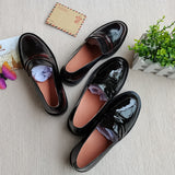 Advbridge HOT sale ladies Leather shoes British style plus size 22-26.5cm women pumps loafers lazy shoes Cow patent leather black shoes
