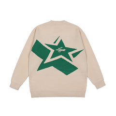 Advbridge Japanese Retro Alphabet Stars Crew Neck Sweater Men and Women Pullover High Street Oversize Loose Casual Autumn Sweaters