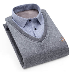 Advbridge men Sweater cardigan Shirt collar Plus velvet thickening Winter long sleeves shirts Cashmere dress Home shirt sweater