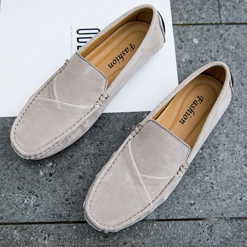 Advbridge Genuine Leather Spring Autumn Cow Suede Casual Shoes Men Loafers Shoes Men Driving Shoes Handmand Flat-Bottomed Shoes