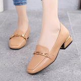 Advbridge Fashion New First Layer Cowhide Leather Single Shoes Autumn Mid-heel Comfortable and Elegant Leather Shoes Ladies Loafers