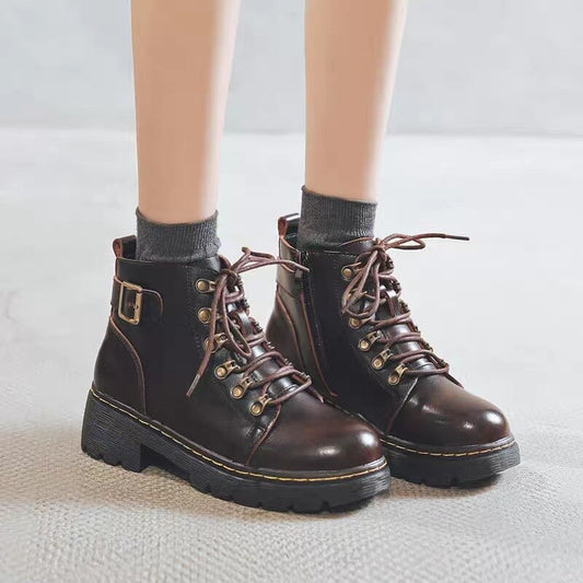 Advbridge Lolita Boots Lolita Shoes Martins Black/brown Gothic Cosplay Jk Uniform Women Martin Shoe Mid Heel Winter Female Vintage Shoes