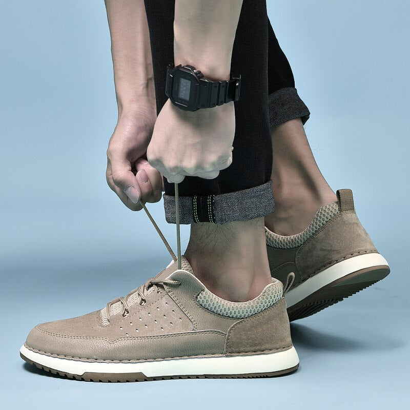 Advbridge Comfortable Men Sneakers Genuine Leather Casual Shoes Classic Slip-on Leisure Flats Fashion Korean Version Flats