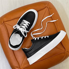 Advbridge New Fashion Men's Breathable Sneakers Male Platform Flats Solid Color Vulcanize Shoes PU Leather Men Casual Walking Footwear