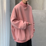 Advbridge Men's Black/white/pink/blue Coats Long Sleeve High Collar Hoodies Cotton Casual Clothes Sweatshirts Oversized Pullover