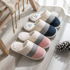 Advbridge Winter Home Cotton Warm Slippers Women Men Fur Shoes Cute Non-slip Soft Sole Indoor Bedroom House Female Couples Furry Slides