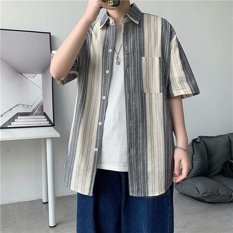 Advbridge Shirt men's tie dye ins Korean fashion loose casual versatile short sleeve Shirt ruffian handsome half sleeve clothes men