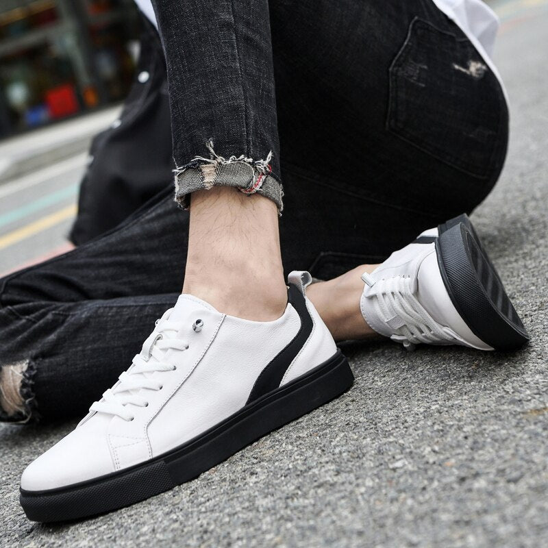 Advbridge Genuine Leather Shoes Casual Sneakers Men Shoes Comfortable Quality Leather Shoes Men Korean Version White Shoes