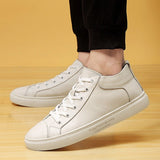 Advbridge Men's Casual Flats Fashion Cow Genuine Leather Shoes Sneaker Men Shoes High Quality Brand Walking Shoe High Top Basic Men Boots
