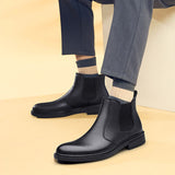 Advbridge Men Rain Boots Mens Boots Chelsea Fashion Shoes Male Ankle Boots Men Casual Boots Men Rubber Shoes Genuine Leather High Quality