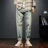 Advbridge Jeans Men Loose Fit Retro Blue Dark Blue Autumn and Winter Wide Leg Pants Denim Trousers Men's Clothing Baggy Pants