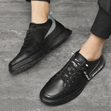 Advbridge Fashion Men British Style Leather Casual Shoes Lightweight Breathable Flats Luxury Platform Shoes Men's White Walking Sneakers