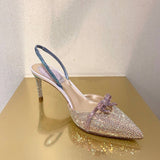 Advbridge Summer new style rhinestone pointed toe stiletto hollow bridal wedding shoes mid-heel banquet dress all-match female sandals