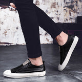 Advbridge Men Genuine Leather Casual White Shoes Mens Slip on Lazy White Shoe Fashion Breathable Comfortable Cowhide Flats Loafers