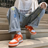 Advbridge Oversize graffiti jeans women's high street fashion ins loose Korean BF style student straight pants summer Autumn plus