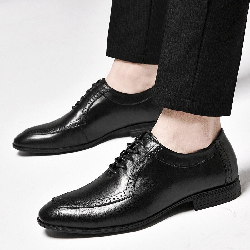 Advbridge Luxury Brand Genuine Leather Fashion Men Business Dress Loafers Oxford Breathable Formal Wedding Shoes Big Size British Style