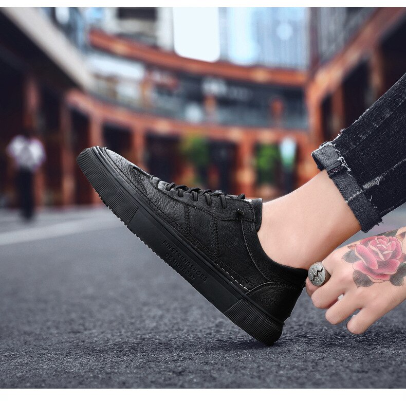 Advbridge Luxury Genuine Leather Men's Sneakers Lace Up Mens Casual Shoes Outdoor Daily Shoes Male Handmade Leisure Shoes For Man