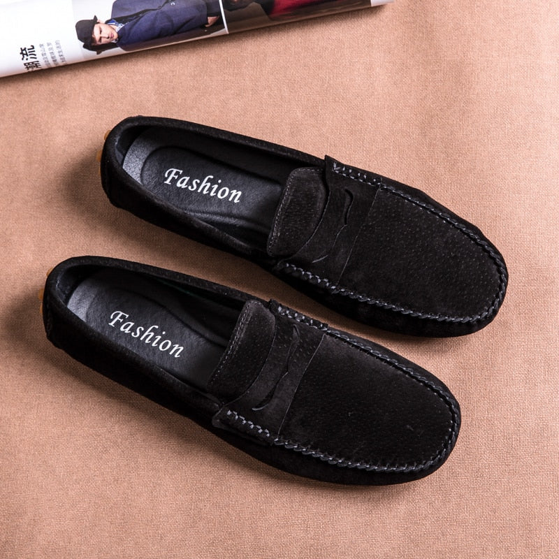 Advbridge Italian Casual Shoes Men Brogue Shoes Retro Suede Loafers Men Moccasins Lightweight Boat Shoes Non-Slip Handmade Footwear Flats