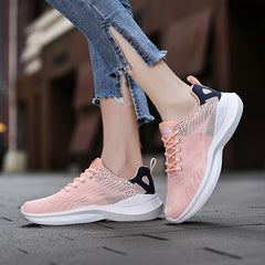 Advbridge Women's Knitted Sneakers Low Heels Women Vulcanized Shoes Lace Up Mesh Breathable Spring Autumn Female Running Shoe Casual