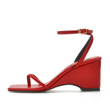 Advbridge Women Shoes Pinches Fairy Square Head High With One Word With Herringbone Clip Toe Wedge Sandals Thick Bottom