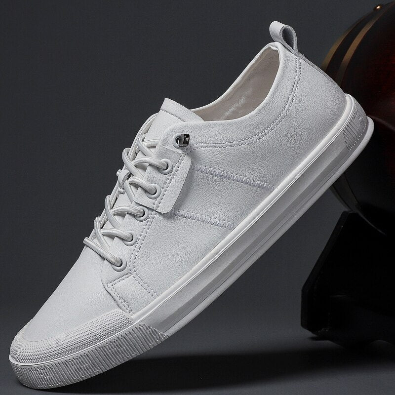 Advbridge Men Shoes Men's Genuine Leather white shoes fashion Casual Wild flat Non-slip wear-resistant Board shoes Male Driving Shoes