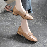 Advbridge Fashion New First Layer Cowhide Leather Single Shoes Autumn Mid-heel Comfortable and Elegant Leather Shoes Ladies Loafers